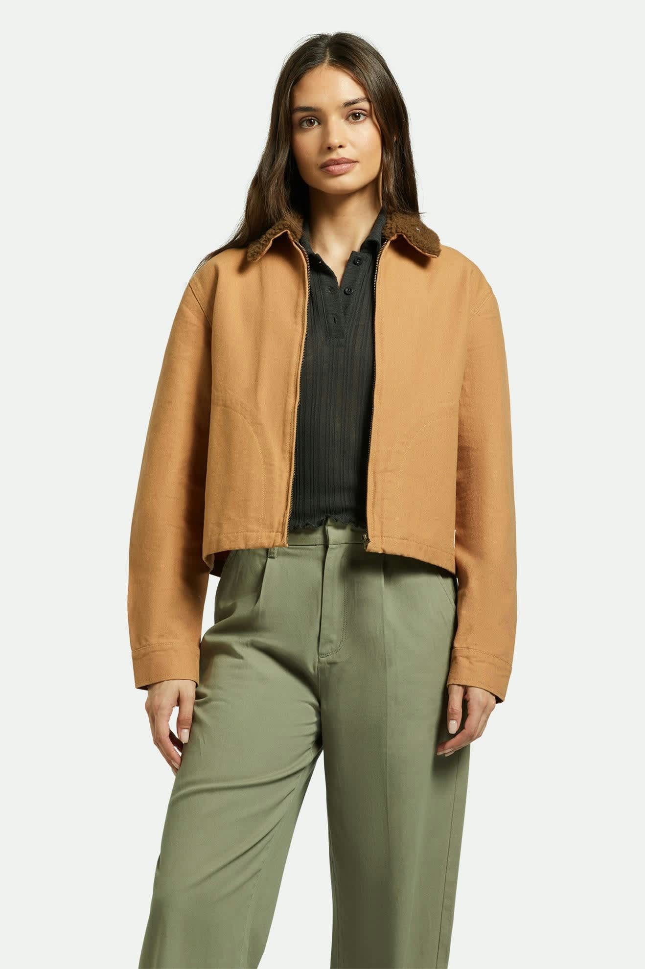 Mechanic Women's Garage Sherpa Zip Jacket - Tobacco Brown - Image 6